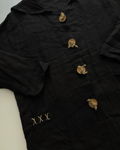 Vintage French Linen Sailor Collar Jacket