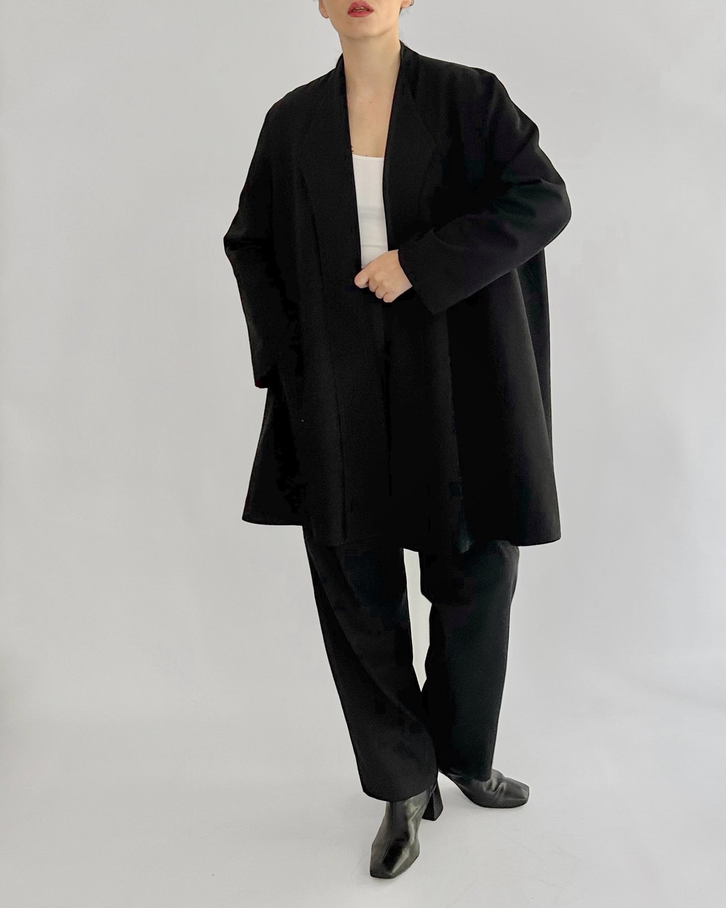 90s Black Virgin Wool Coat