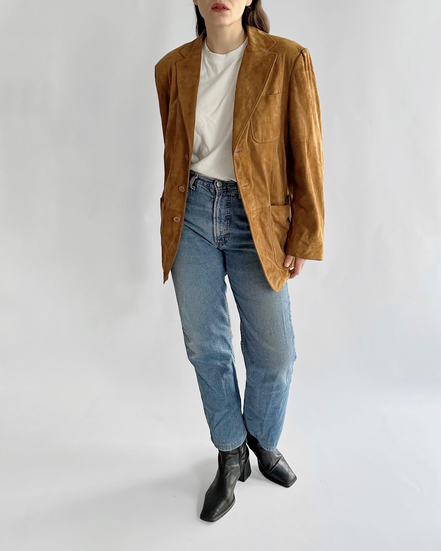 2000s Camel Goatskin Suede Blazer