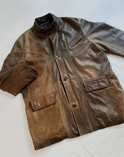 90s Distressed Brown Leather Jacket