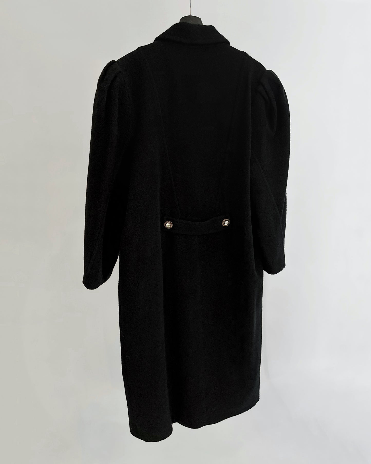 90s Black Coat with Jewel Buttons