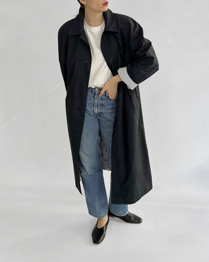 80s Dark Navy Trench Coat