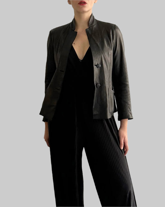 90s Black Double Faced Italian Leather Jacket