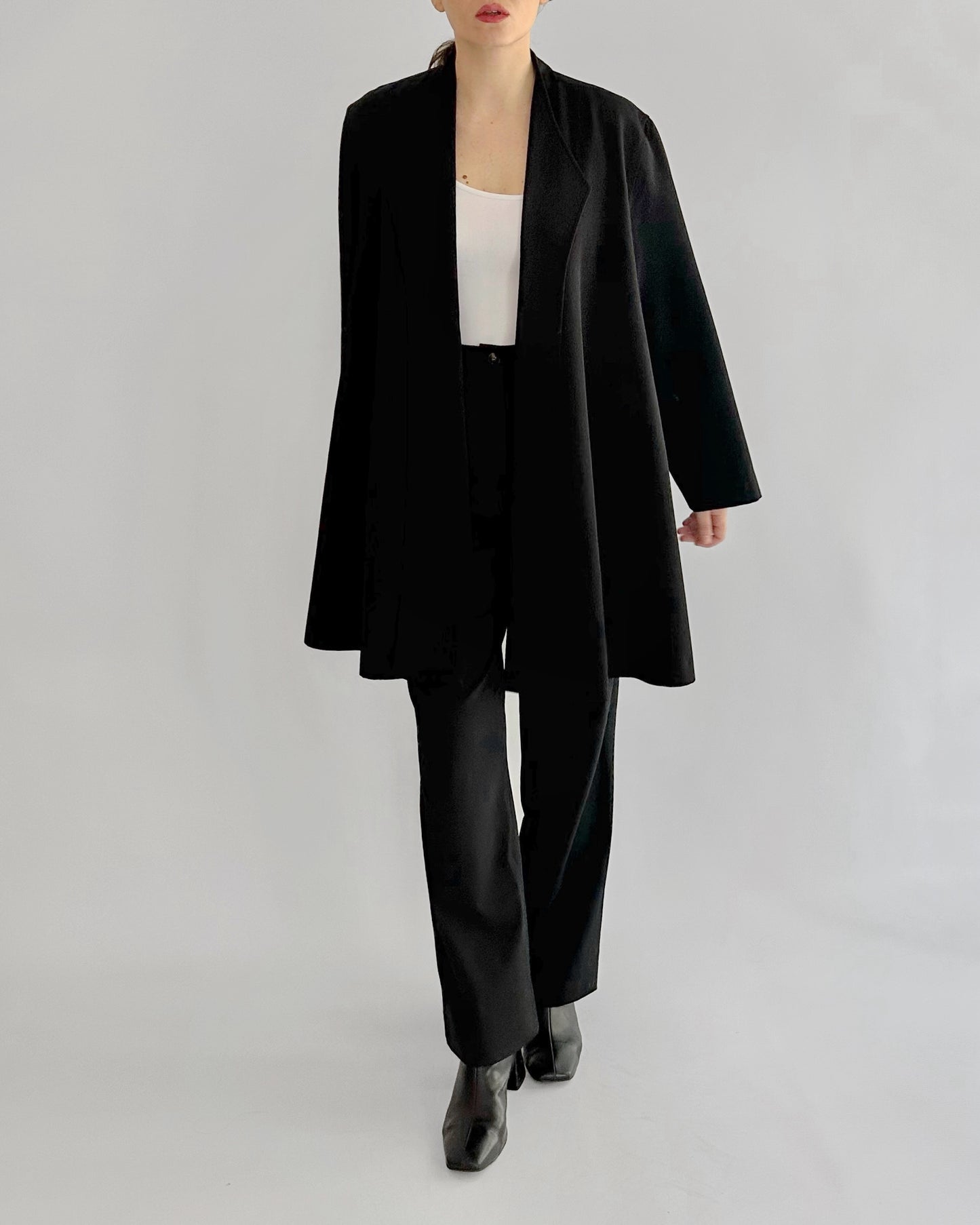 90s Black Virgin Wool Coat