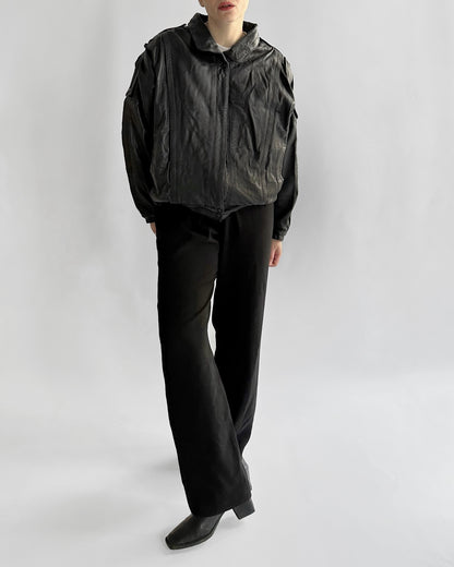 1990s Black Leather Bomber Jacket