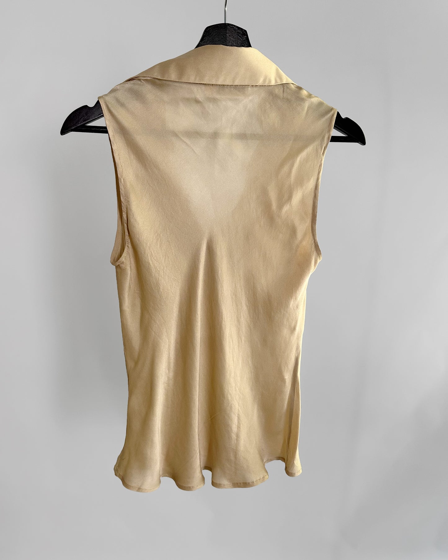 90s Gold Silk Sleeveless Blouse