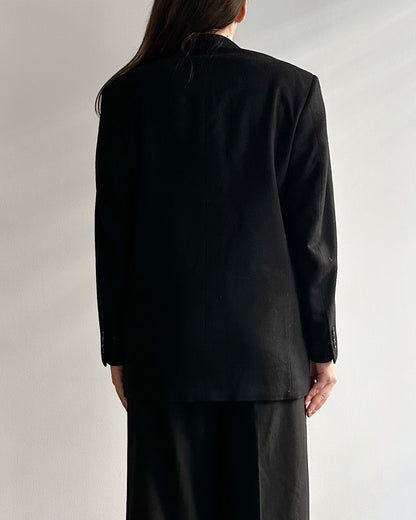 90s Ermenegildo Zegna Wool Cashmere Black Blazer
