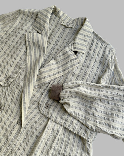 80s Valentino Garavani Striped Textured Blouse