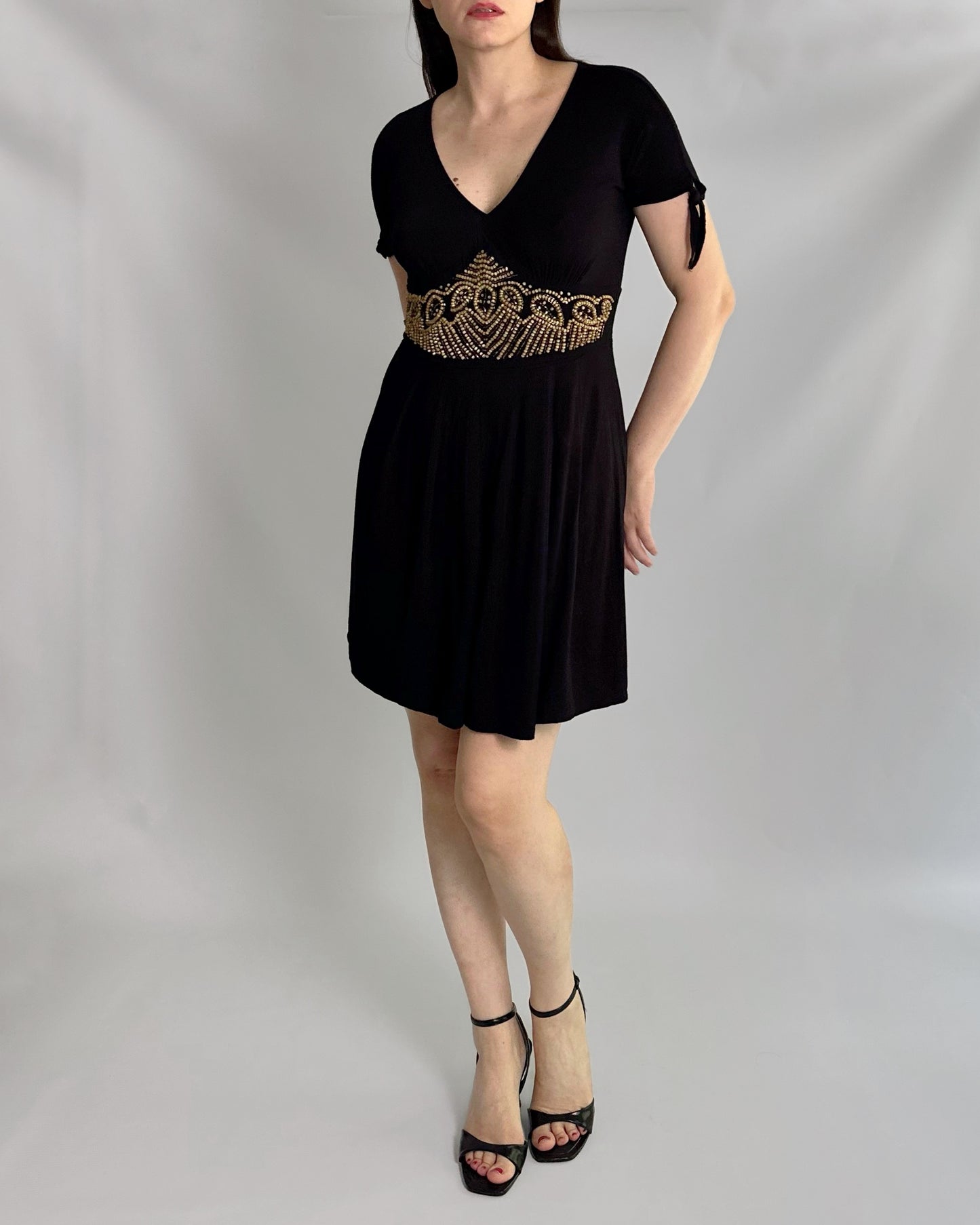 90s Krizia Black Beaded Dress