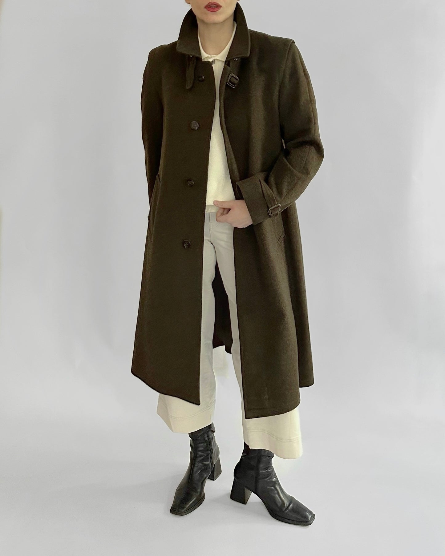 80s Steinbock Green Loden Wool Coat