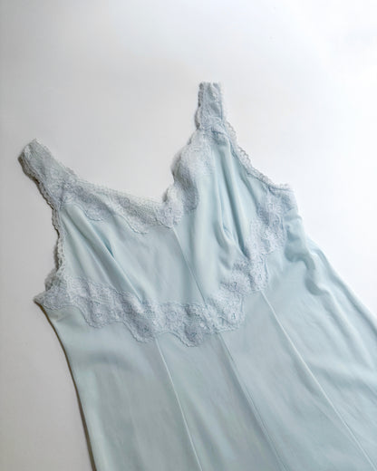 Vintage 1960s Pale Aqua Nylon Lace Nightgown