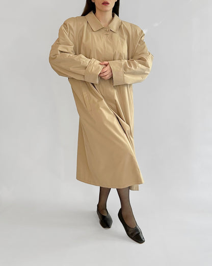 90s Italian Oversized Beige Trench Coat, NOS