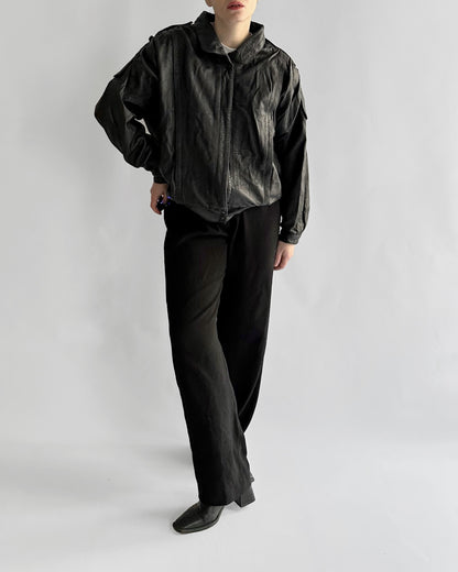 1990s Black Leather Bomber Jacket