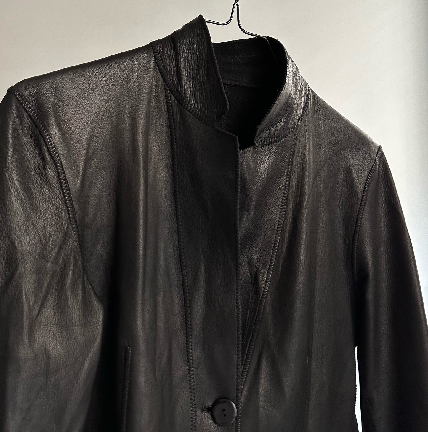 90s Black Double Faced Italian Leather Jacket