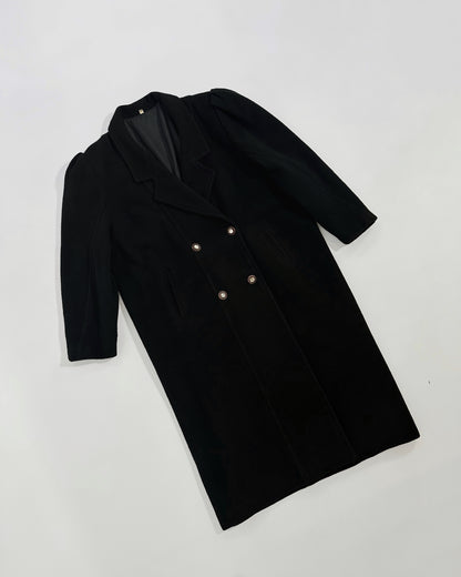 90s Black Coat with Jewel Buttons