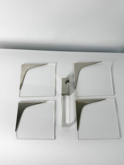 Vintage 1970s Lucite & Stainless Steel Modernist Bar Set