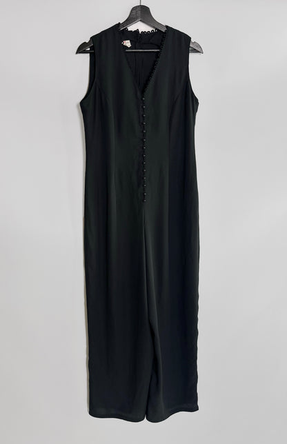 80s Black Sleeveless Jumpsuit