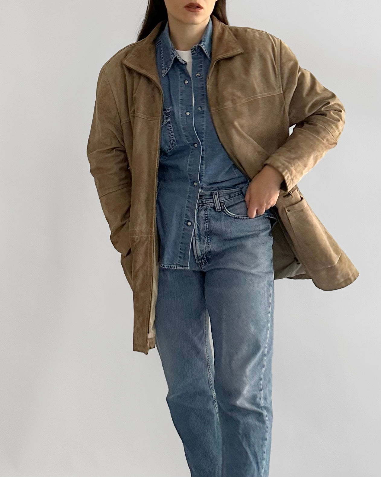 90s Brown Suede Leather Jacket