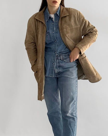 90s Brown Suede Leather Jacket