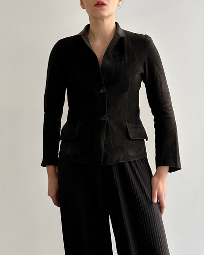 90s Black Double Faced Italian Leather Jacket