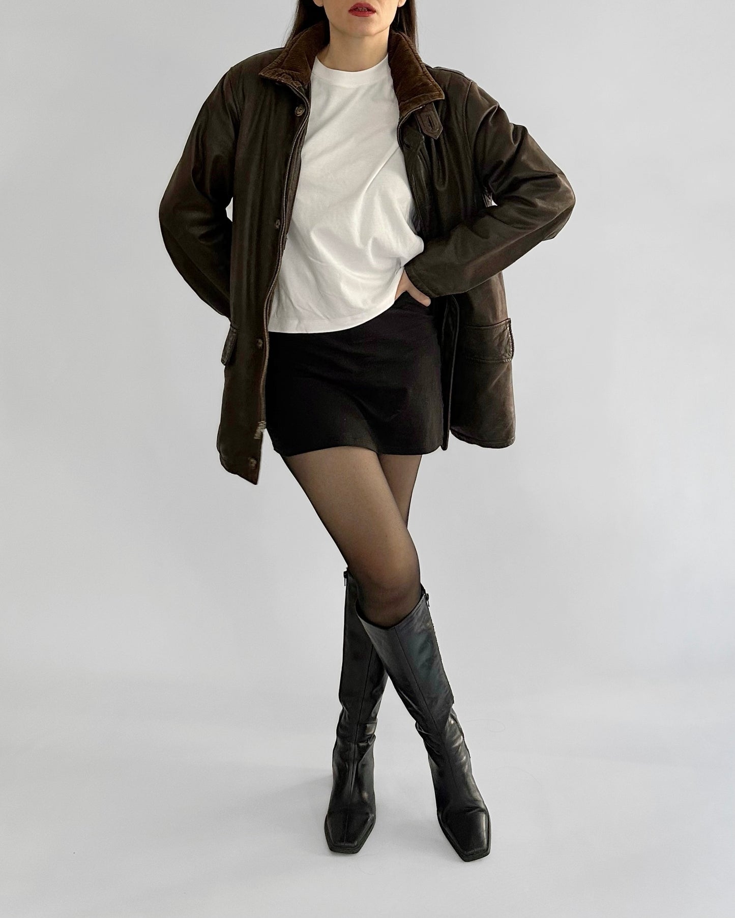 80s Brown Leather Barn Jacket