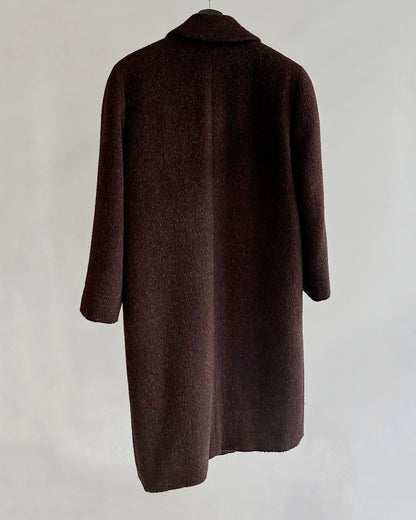 80s Burgundy Llama Mohair Wool Coat