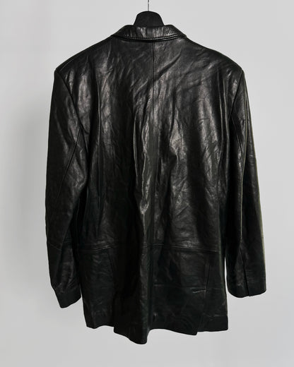90s Black Pure Leather Blazer