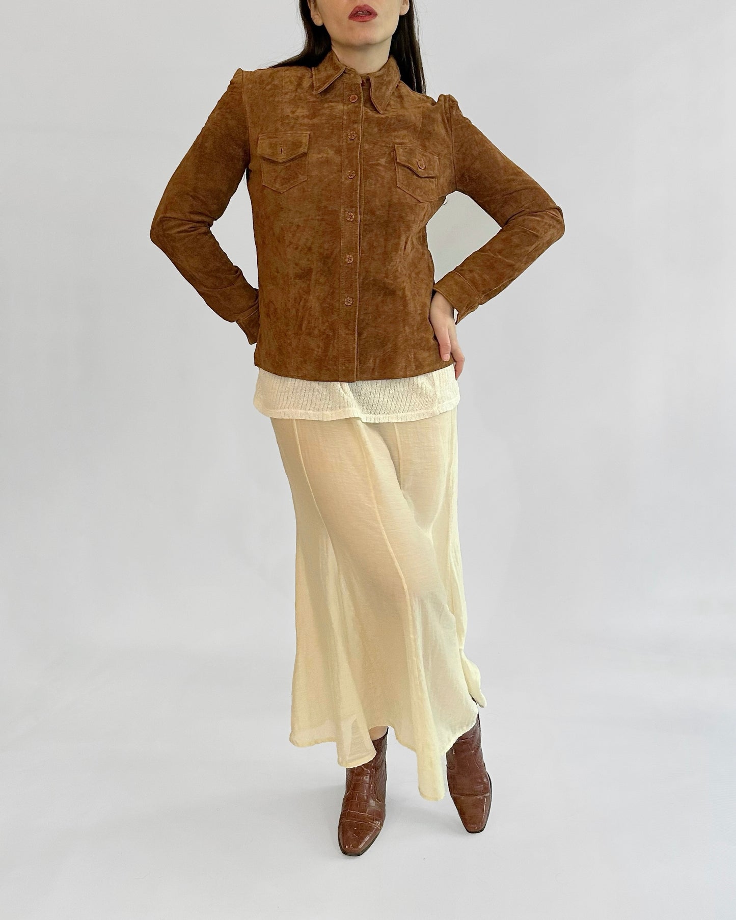 90s Brown Suede Shirt Jacket – Made in Spain