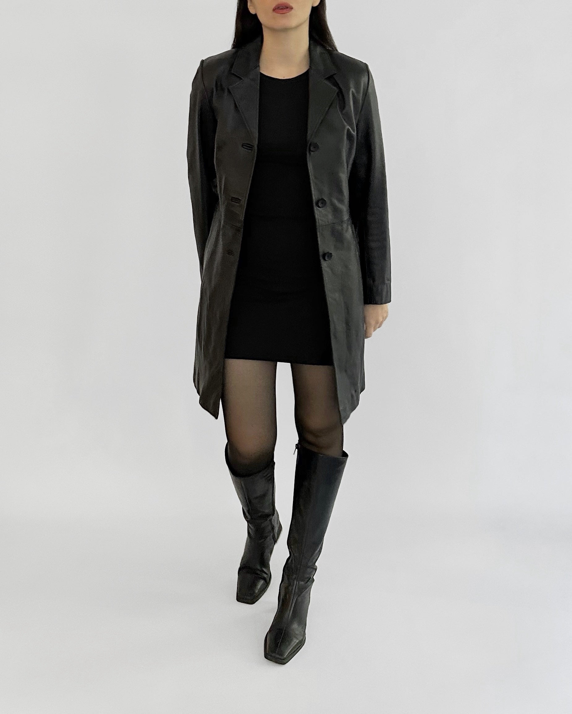 2000s Black Sheepskin Nappa Leather Coat – Alba Vintage Studio