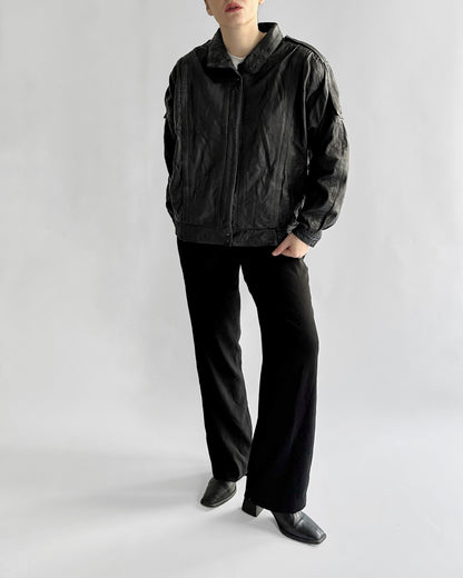 1990s Black Leather Bomber Jacket