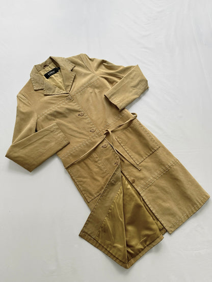 90s Suede Beige Leather Coat