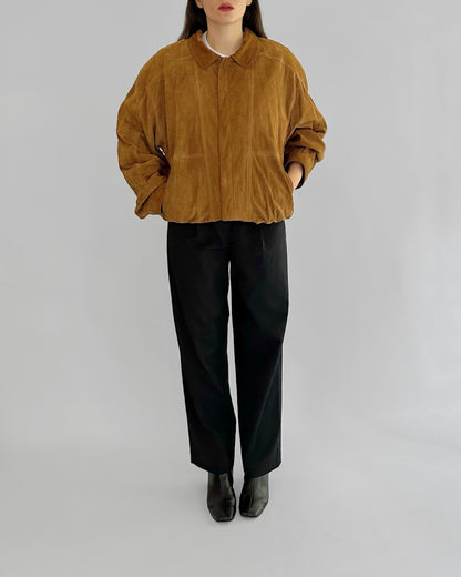 90s Sheepskin Suede Bomber Jacket