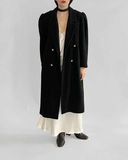 90s Black Coat with Jewel Buttons