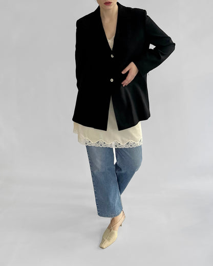 2000s Burberry Black Wool Blend Blazer