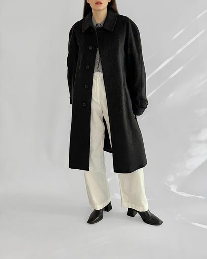 90s Gianfranco Ferré Charcoal Wool and Cashmere Coat