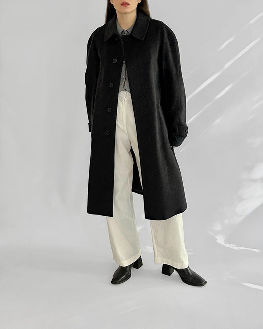 90s Gianfranco Ferré Charcoal Wool and Cashmere Coat