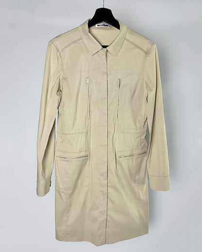 2000s Jil Sander Beige Cotton Shirt Dress