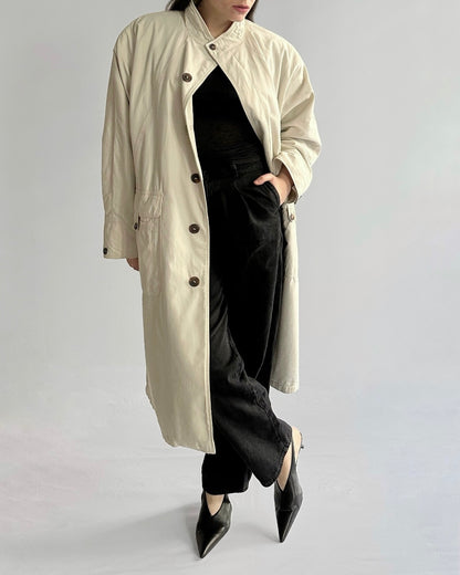 80s/90s Cream Cotton Blend Utility Coat