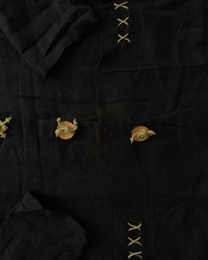 Vintage French Linen Sailor Collar Jacket