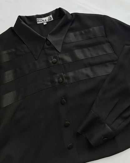 90s Black Sheer Satin Maxi Blouse