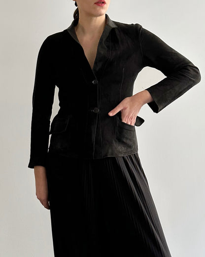 90s Black Double Faced Italian Leather Jacket