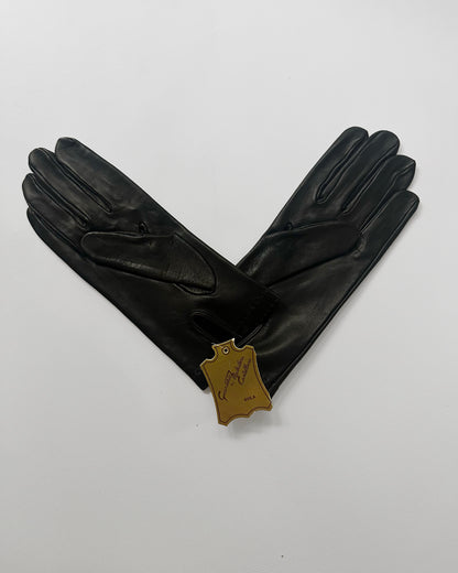 90s Black Leather Gloves - Size 8 1/2, NOS