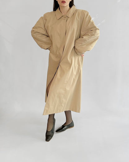 90s Italian Oversized Beige Trench Coat, NOS