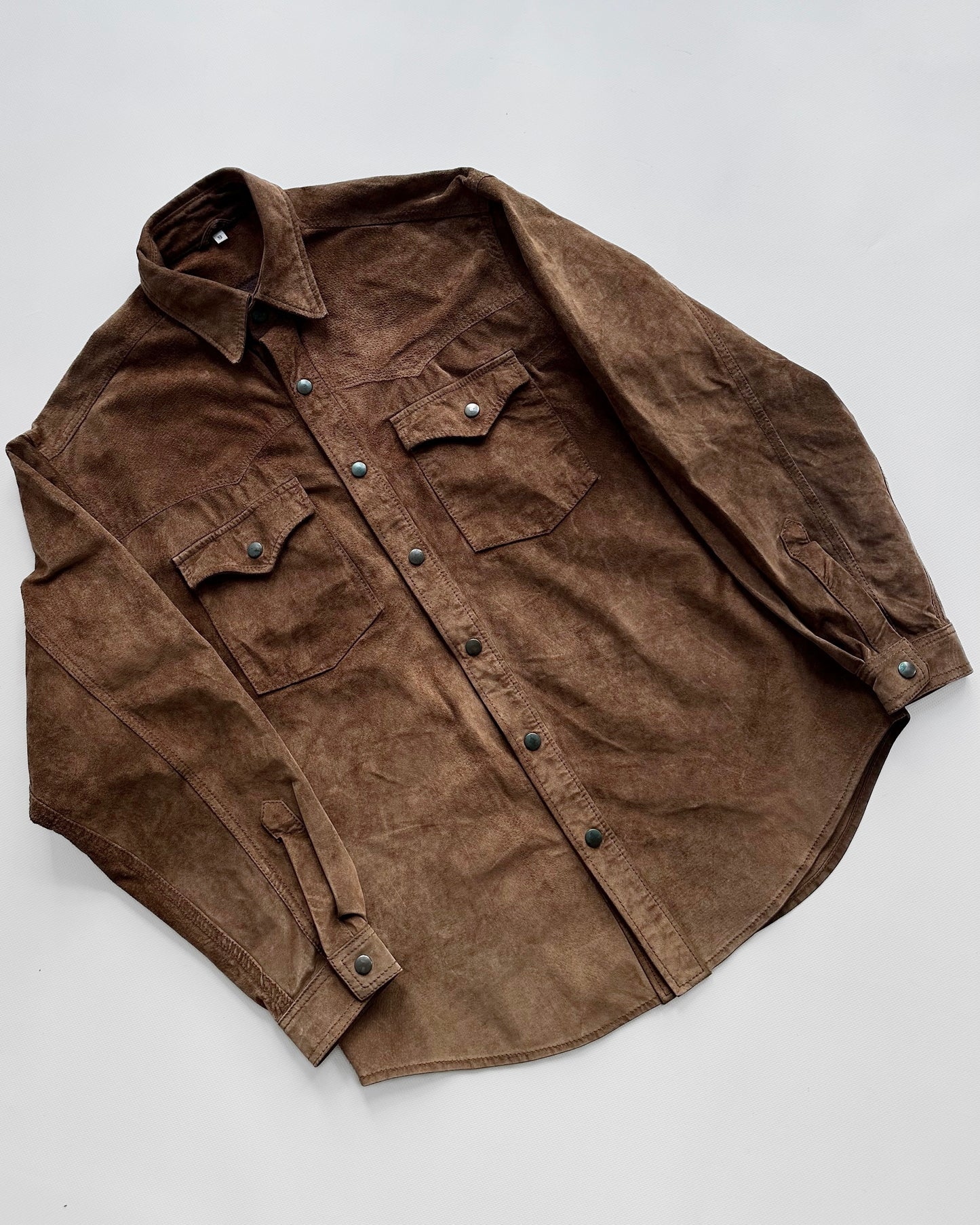 70s Brown Suede Western Shirt Jacket
