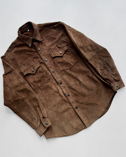 70s Brown Suede Western Shirt Jacket