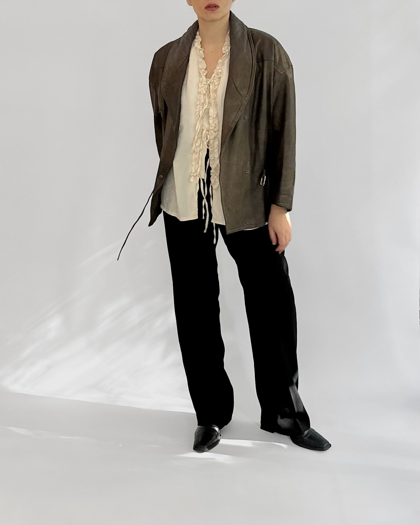 80s Distressed Brown Cowhide Leather Jacket