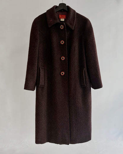 80s Burgundy Llama Mohair Wool Coat