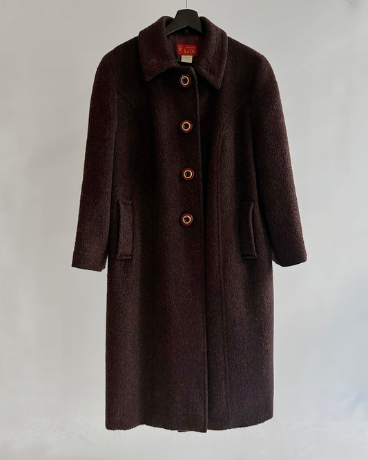 80s Burgundy Llama Mohair Wool Coat