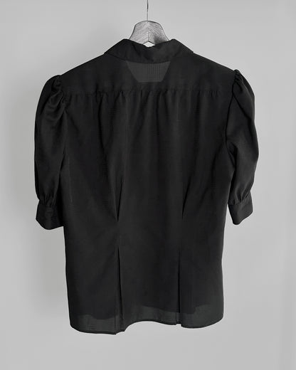 90s Black Puff Sleeve Blouse