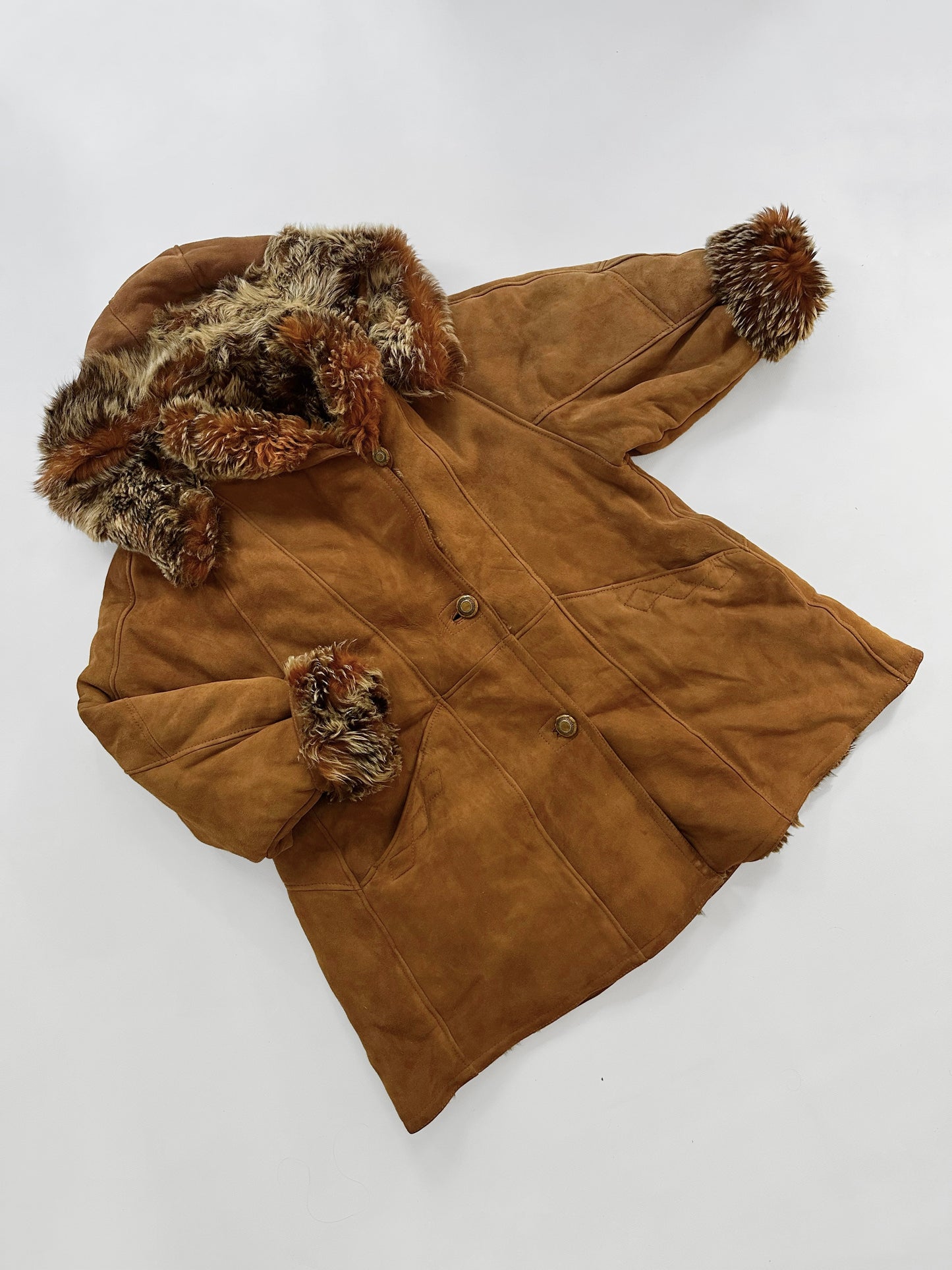 70s Shearling Coat with Detachable Hood